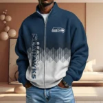 Seattle Seahawks Men’s Full Zip Waffle Knit Long Sleeve Sweatshirt