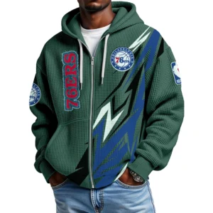 Philadelphia 76ers Full-Zip Hooded Sweatshirt Waffle Knit 2027