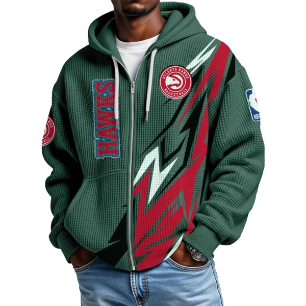 Atlanta Hawks Full-Zip Hooded Sweatshirt Waffle Knit 2027
