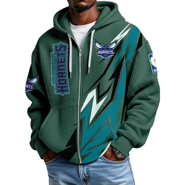 Charlotte Hornets Full-Zip Hooded Sweatshirt Waffle Knit 2027