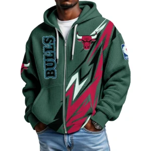 Chicago Bulls Full-Zip Hooded Sweatshirt Waffle Knit 2027