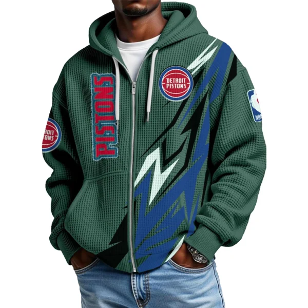 Detroit Pistons Full-Zip Hooded Sweatshirt Waffle Knit 2027