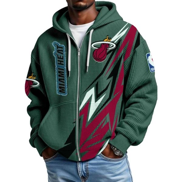 Miami Heat Full-Zip Hooded Sweatshirt Waffle Knit 2027
