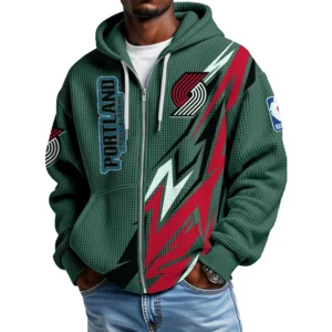 Portland Trail Blazers Full-Zip Hooded Sweatshirt Waffle Knit 2027