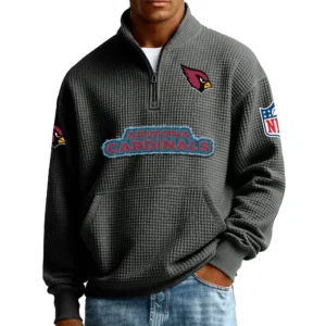 Arizona Cardinals Men’s Quarter Zip Pullover Sweatshirt Waffle Knit Pocket New 2026 Limited