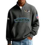 Baltimore Ravens Men’s Quarter Zip Pullover Sweatshirt Waffle Knit Pocket New 2026 Limited