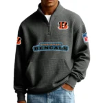Cincinnati Bengals Men’s Quarter Zip Pullover Sweatshirt Waffle Knit Pocket New 2026 Limited
