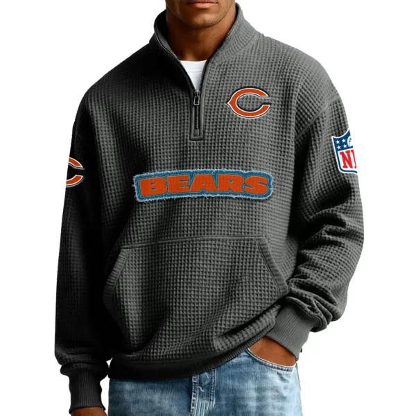 Chicago Bears Men’s Quarter Zip Pullover Sweatshirt Waffle Knit Pocket New 2026 Limited