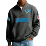 Detroit Lions Men’s Quarter Zip Pullover Sweatshirt Waffle Knit Pocket New 2026 Limited