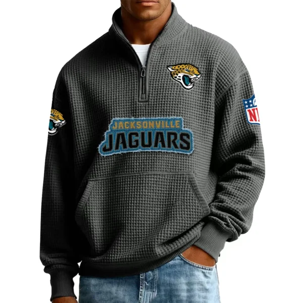 Jacksonville Jaguars Men’s Quarter Zip Pullover Sweatshirt Waffle Knit Pocket New 2026 Limited