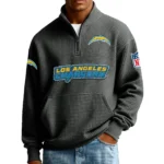 Los Angeles Chargers Men’s Quarter Zip Pullover Sweatshirt Waffle Knit Pocket New 2026 Limited