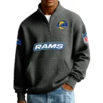 Los Angeles Rams Men’s Quarter Zip Pullover Sweatshirt Waffle Knit Pocket New 2026 Limited