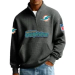 Miami Dolphins Men’s Quarter Zip Pullover Sweatshirt Waffle Knit Pocket New 2026 Limited