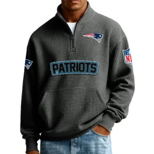 New England Patriots Men’s Quarter Zip Pullover Sweatshirt Waffle Knit Pocket New 2026 Limited