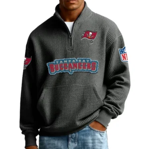 Tampa Bay Buccaneers Men’s Quarter Zip Pullover Sweatshirt Waffle Knit Pocket New 2026 Limited
