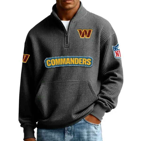Washington Commanders Men’s Quarter Zip Pullover Sweatshirt Waffle Knit Pocket New 2026 Limited