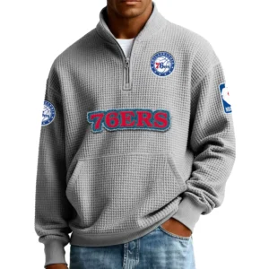 Philadelphia 76ers Pullover Sweatshirt Men’s Quarter Zip Waffle Knit 2027 Limited