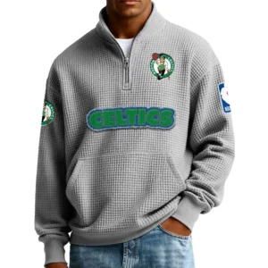 Boston Celtics Pullover Sweatshirt Men’s Quarter Zip Waffle Knit 2027 Limited