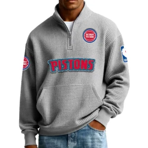 Detroit Pistons Pullover Sweatshirt Men’s Quarter Zip Waffle Knit 2027 Limited