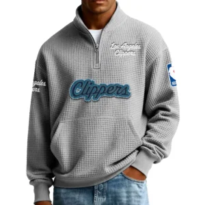 Los Angeles Clippers Pullover Sweatshirt Men’s Quarter Zip Waffle Knit 2027 Limited