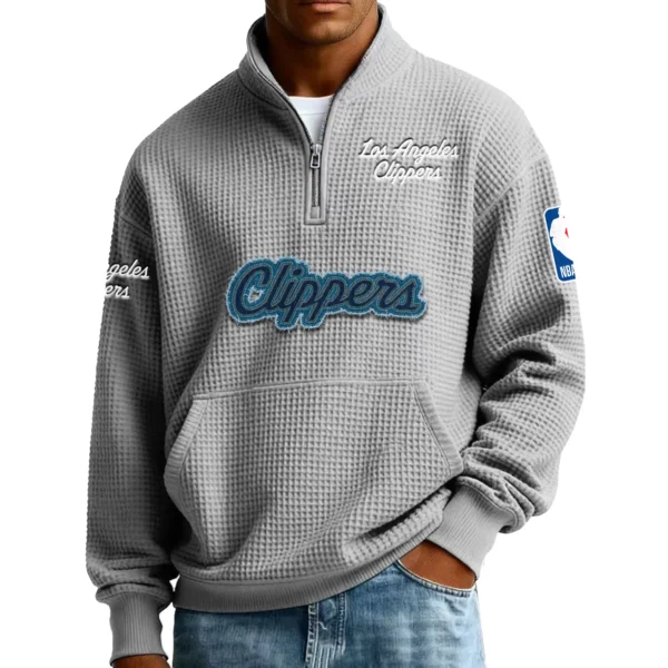 Los Angeles Clippers Pullover Sweatshirt Men’s Quarter Zip Waffle Knit 2027 Limited