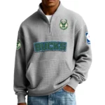 Milwaukee Bucks Pullover Sweatshirt Men’s Quarter Zip Waffle Knit 2027 Limited