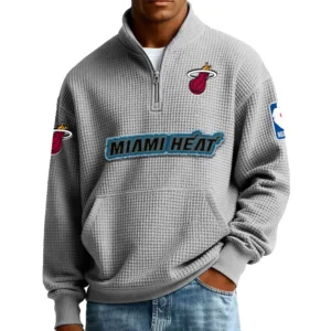 Miami Heat Pullover Sweatshirt Men’s Quarter Zip Waffle Knit 2027 Limited