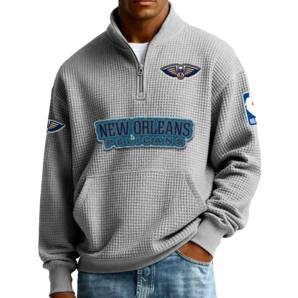 New Orleans Pelicans Pullover Sweatshirt Men’s Quarter Zip Waffle Knit 2027 Limited