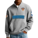 New York Knicks Pullover Sweatshirt Men’s Quarter Zip Waffle Knit 2027 Limited