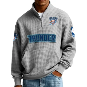 Oklahoma City Thunder Pullover Sweatshirt Men’s Quarter Zip Waffle Knit 2027 Limited