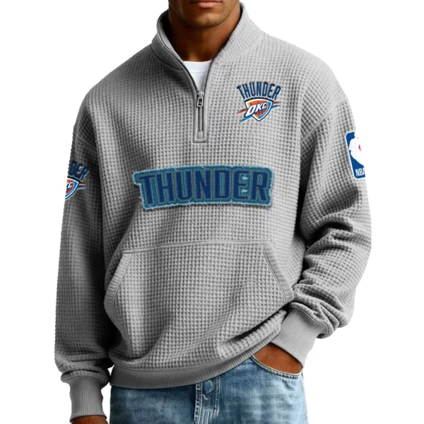 Oklahoma City Thunder Pullover Sweatshirt Men’s Quarter Zip Waffle Knit 2027 Limited