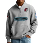 Portland Trail Blazers Pullover Sweatshirt Men’s Quarter Zip Waffle Knit 2027 Limited