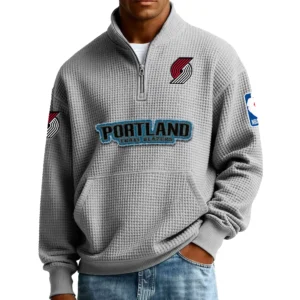 Portland Trail Blazers Pullover Sweatshirt Men’s Quarter Zip Waffle Knit 2027 Limited