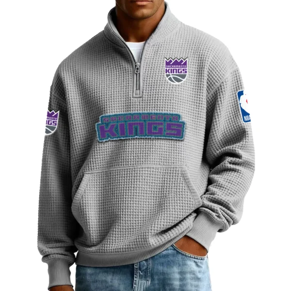 Sacramento Kings Pullover Sweatshirt Men’s Quarter Zip Waffle Knit 2027 Limited