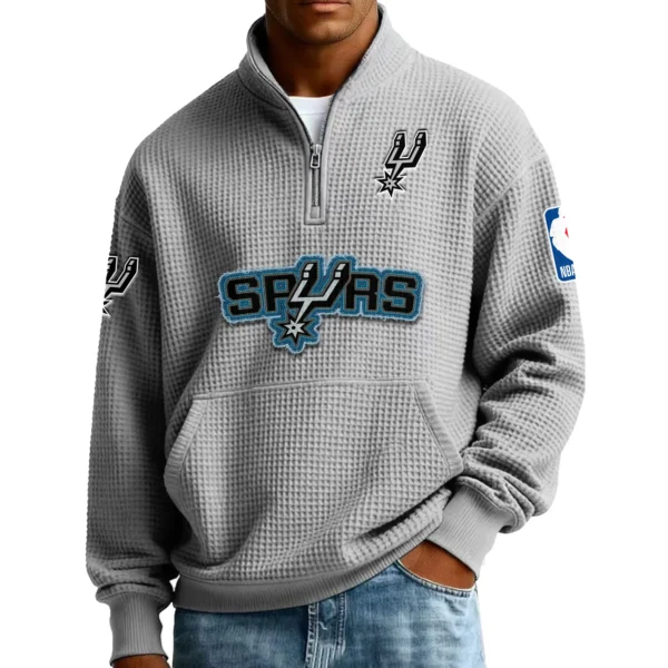 San Antonio Spurs Pullover Sweatshirt Men’s Quarter Zip Waffle Knit 2027 Limited