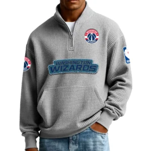 Washington Wizards Pullover Sweatshirt Men’s Quarter Zip Waffle Knit 2027 Limited