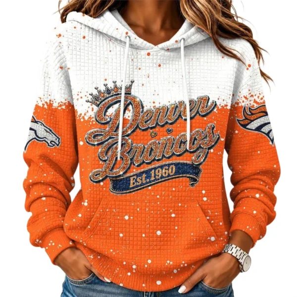 Denver Broncos Women’s Waffle Pullover Hoodie New 2026 Limited