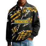Green Bay Packers Mens Quarter Zip Pullover Sweatshirt Waffle Knit Pockets 2027