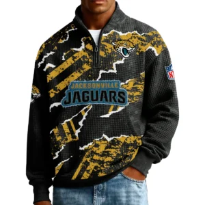 Jacksonville Jaguars Men’s Quarter Zip Pullover Sweatshirt Waffle Knit Pockets 2026 Limited