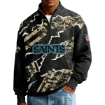 New Orleans Saints Men’s Quarter Zip Pullover Sweatshirt Waffle Knit Pockets 2026 Limited