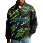 Seattle Seahawks Men’s Quarter Zip Pullover Sweatshirt Waffle Knit Pockets 2026 Limited