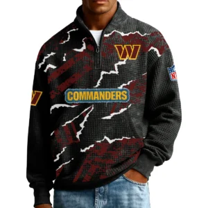 Washington Commanders Men’s Quarter Zip Pullover Sweatshirt Waffle Knit Pockets 2026 Limited