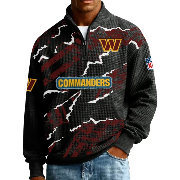 Washington Commanders Men’s Quarter Zip Pullover Sweatshirt Waffle Knit Pockets 2026 Limited