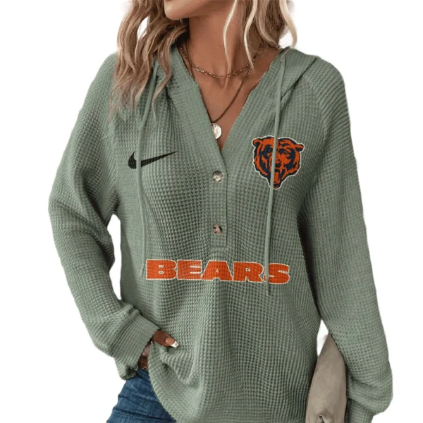 Chicago Bears Women’s Waffle Knit V-Neck Hoodie