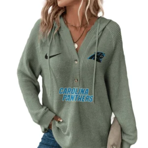 Carolina Panthers Women’s Waffle Knit V-Neck Hoodie