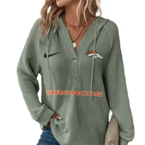 Denver Broncos Women’s Waffle Knit V-Neck Hoodie