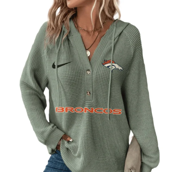 Denver Broncos Women’s Waffle Knit V-Neck Hoodie