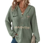 New Orleans Saints Women’s Waffle Knit V-Neck Hoodie