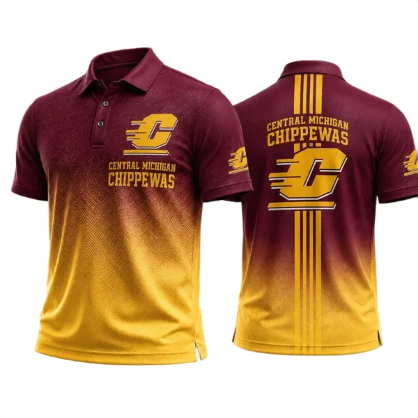 Central Michigan Chippewas Polo Shirt Bottom Slit Button-up Shirts 2027 Limited