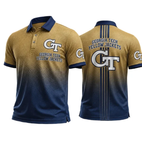 Georgia Tech Yellow Jackets Polo Shirt Bottom Slit Button-up Shirts 2027 Limited